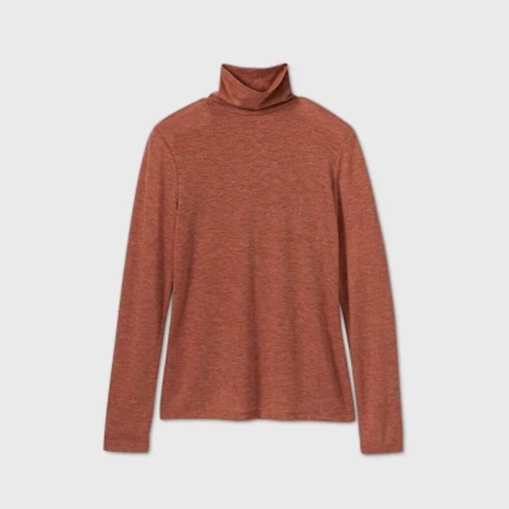 NWT A New Day Blush Brown Long Sleeve Mock Neck Top Women's Size Small